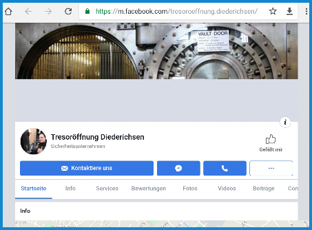 Forwarding to Facebook Tresoroeffnung Diederichsen