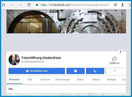 Weiterleitung zu Facebook Tresoroeffnung Diederichsen
